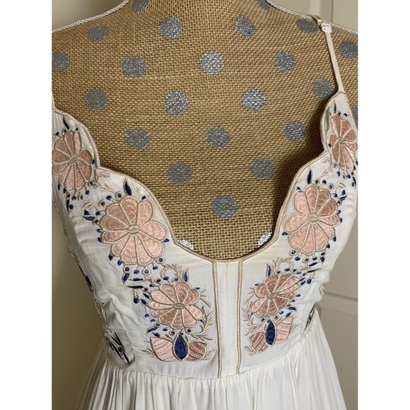 Lulus Daisy Petal Pickin Babydoll Mini Dress Women Small Ivory Fairy Embroidered - Picture 2 of 15
